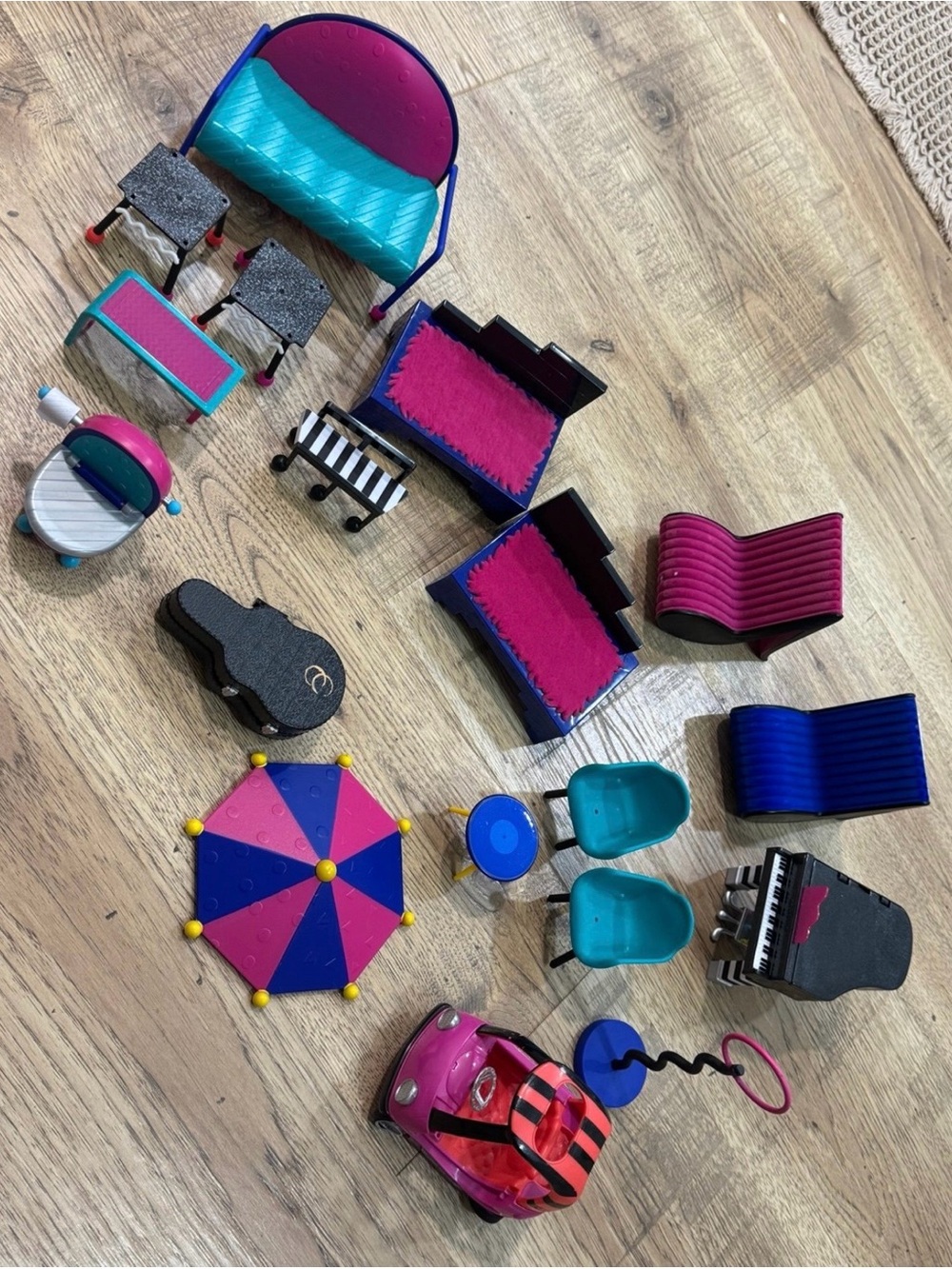 Kids Musical Playset Accessories - Pink, Teal & Blue